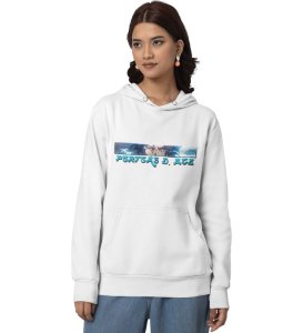 Eyes That Radiate Fire and Resolve Cotton White Hoodie for Women
