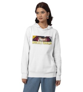 Masterful Warrior Eye Focused Power Cotton White Hoodie for Women
