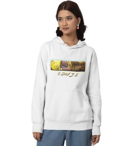 Passionate Eyes Fueled by Dreams Cotton White Hoodie for Women