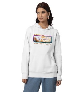 Visionary Leader Eye Radiating Strength Cotton White Hoodie for Women