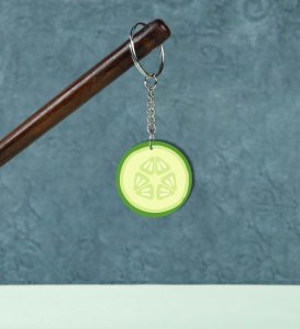 Cucumber Slice Art Printed Round Keychain Pack of 2