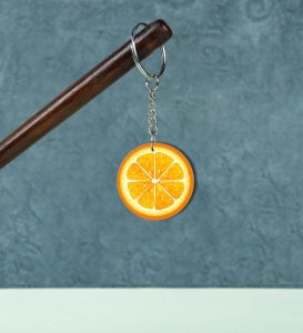 Zingy Orange Flavor Aesthetic Printed Round Keychain Pack of 2