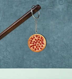 Pepperoni Art Design Printed Round Keychain Pack of 2