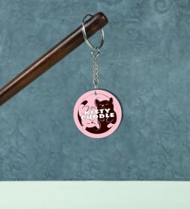 Kitty Cuddle Theme With Loving Art Printed Round Keychain Pack of 2