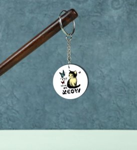 Peaceful Kitty And Nature Theme Printed Round Keychain Pack of 2