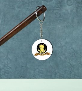 Meditating Kitty Peace Theme Printed Round Keychain Pack of 2