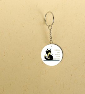 Angelic Kitty Whiskers Design Printed Round Keychain Pack of 2