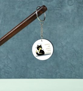 Angelic Kitty Whiskers Design Printed Round Keychain Pack of 2