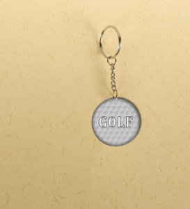 Smooth Swing Style Golf Ball Printed Round Keychain Pack of 2