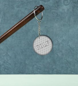 Smooth Swing Style Golf Ball Printed Round Keychain Pack of 2