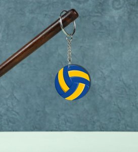 Bold White and Curve Line Style Printed Round Keychain Pack of 2