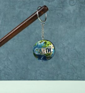Sustainable Earth Concept in Stylish Print Printed Keychain Pack of 2