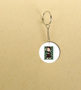 Green Checkered Outfit Hero Printed Round Keychain Pack of 2