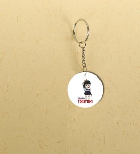 Kawaii Style Girl Character Printed Round Keychain Pack of 2