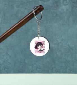 Playful Chibi Girl With Bag Printed Round Keychain Pack of 2
