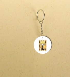 Fierce Tiny Fighter Illustration Printed Round Keychain Pack of 2