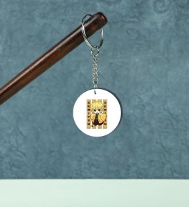 Fierce Tiny Fighter Illustration Printed Round Keychain Pack of 2