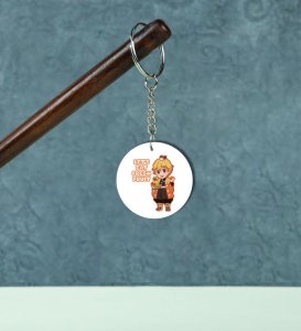 Stylish Comic Style Action Hero Printed Round Keychain Pack of 2