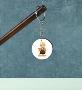 Expressive Warrior Stance Art Style Printed Round Keychain Pack of 2