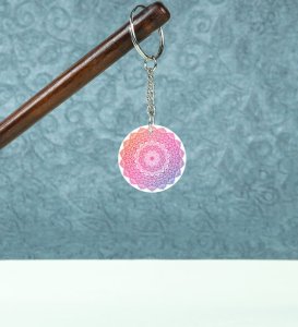 Mandala Elegance: Printed Round Keychains Pack of 2