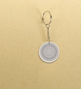 Graceful Geometry: Printed Round Keychains Pack of 2