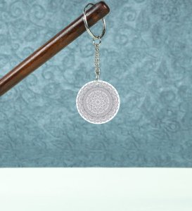 Graceful Geometry: Printed Round Keychains Pack of 2