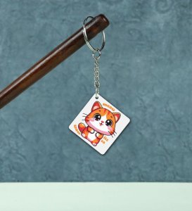 Wow Meow Vibes Printed Keychain