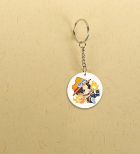Flame of Freedom: Printed Round Anime Keychains Pack of 2