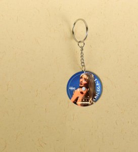 Blonde Icon on Blue CD Inspired Printed Round Keychain Pack of 2