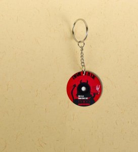 Retro Demon Pop Graphic with Grunge Energy Printed Round Keychain Pack of 2
