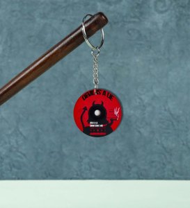Retro Demon Pop Graphic with Grunge Energy Printed Round Keychain Pack of 2