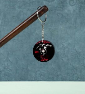 Darkwave Aesthetic with Bold Red Music Mood Printed Round Keychain Pack of 2