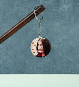 Retro Romance Mood with Bold Love Drama Printed Round Keychain Pack of 2