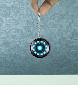 Light-Powered Tech Circle Glow Design Printed Round Keychain Pack of 2