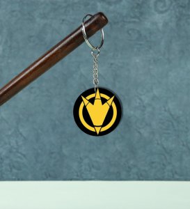 Dark Circle with Golden Spiked Design Printed Round Keychain Pack of 2