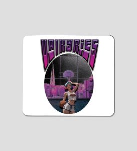 Retro-Futuristic City Basketball Theme With Bold Text Graphic Printed Mousepad
