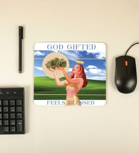 Golden Gratitude Angel Printed Mousepad