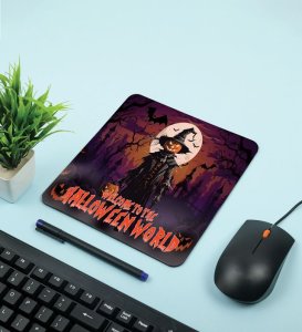 Dark Haunted Forest With Pumpkin Head Printed Mousepad