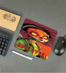 Creepy Stitched Face Character With Evil Eyes Printed Mousepad