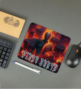Flaming Warrior In Hellfire Realm Printed Mousepad