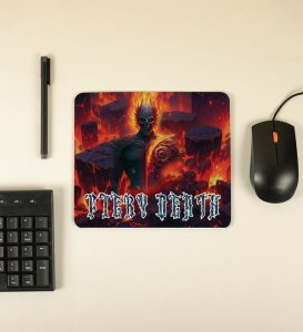Flaming Warrior In Hellfire Realm Printed Mousepad