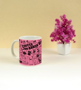 Coffee Bread and Doodles Artwork Printed Coffee Mug 250ml