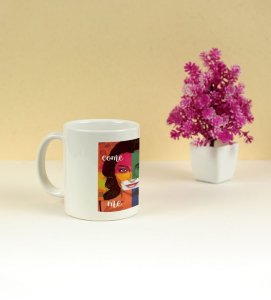 Colorful Pop Art Girl Expression Come With Me Printed Coffee Mug 250ml