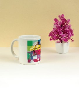 Vibrant Modern Lady Face With Inspirational Message Printed Coffee Mug 250ml