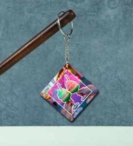 Carnival Fun Swirled Dessert Drinks Printed Keychain Pack of 2