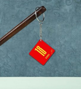 King No.18 Cricket Icon Tribute Printed Keychain Pack of 2