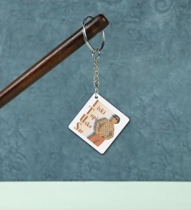 his hat is on his head Printed Keychain Pack of 2