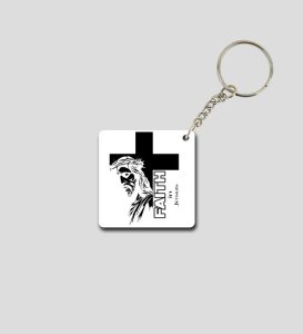 Cross and Faith Printed Keychain (Pack of 2)
