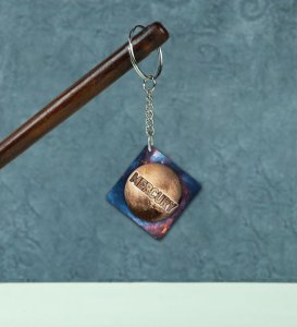 Mystical Mercury Planet Art Printed Keychain Pack of 2