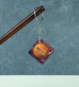 Artistic Venus Planet Illustration Printed Keychain Pack of 2